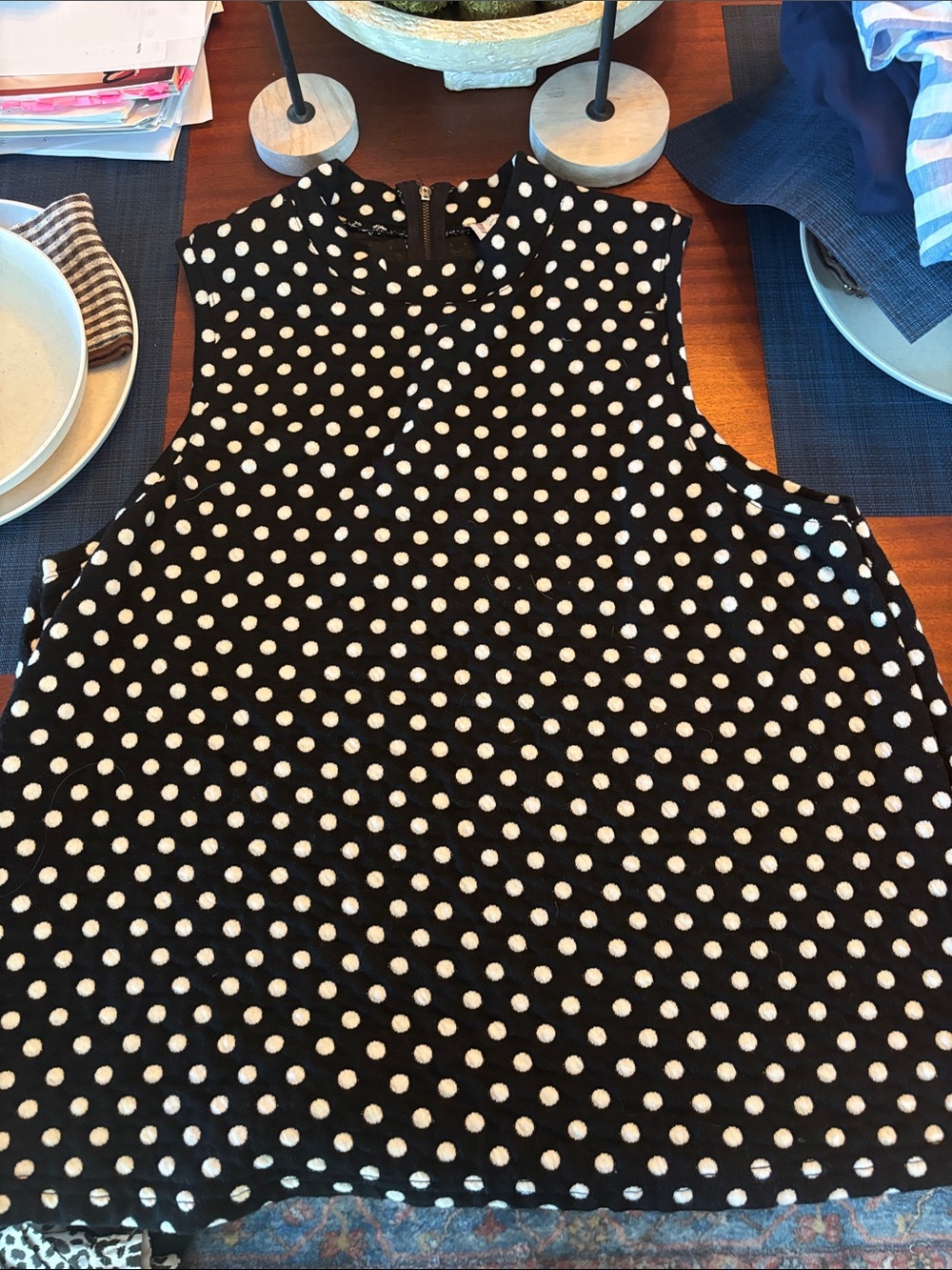 Anthropologie Black Polka Dot Tank Top with White Dots